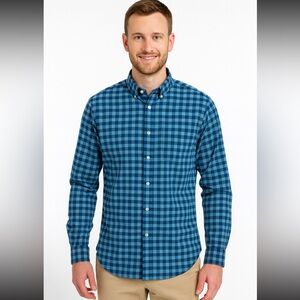 Ferrell Reed Men’s Gingham Button-Down Shirt Size 16 Large like-new condition